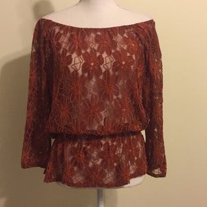 UrbanMango Brand Off Shoulder Sheer Boho Blouse